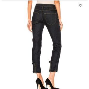 AMO No BOW Denim Crop Ankle Back Zipper SOFT RAW Denim 5 Pocket Zip Jeans Sz 30